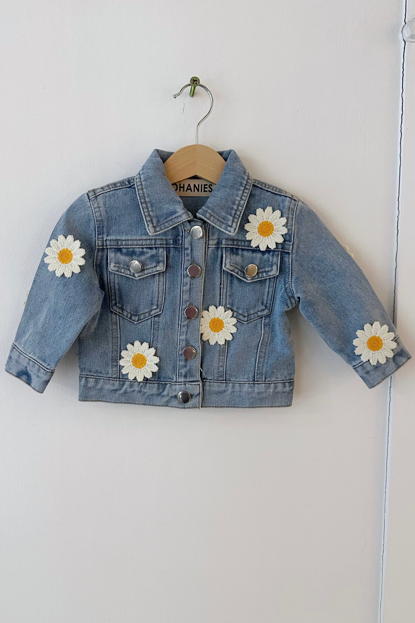 Littles: Jeans Jacke Blumen - 6-9 Monate