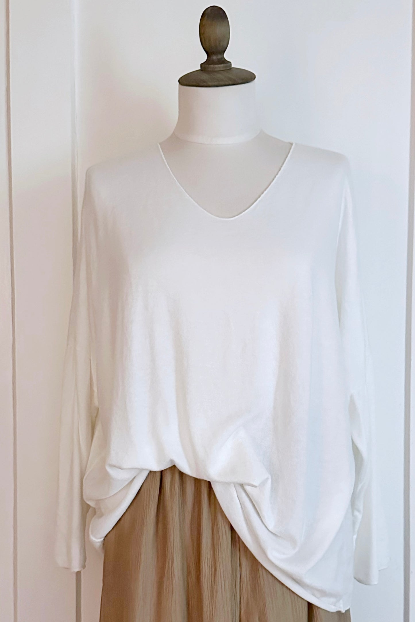Feiner V-Strickpullover mit Angora