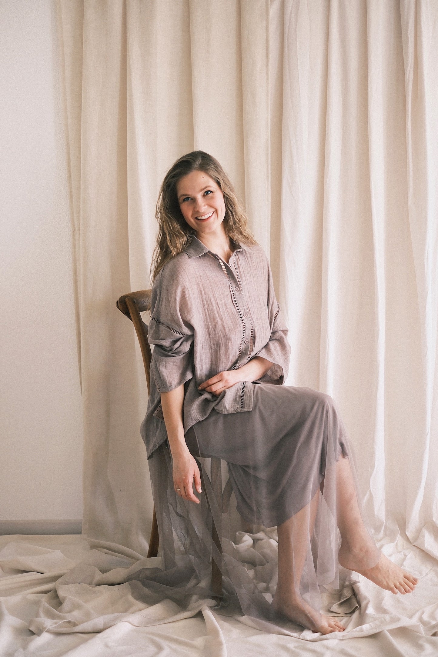 Bluse mit Lochspitze