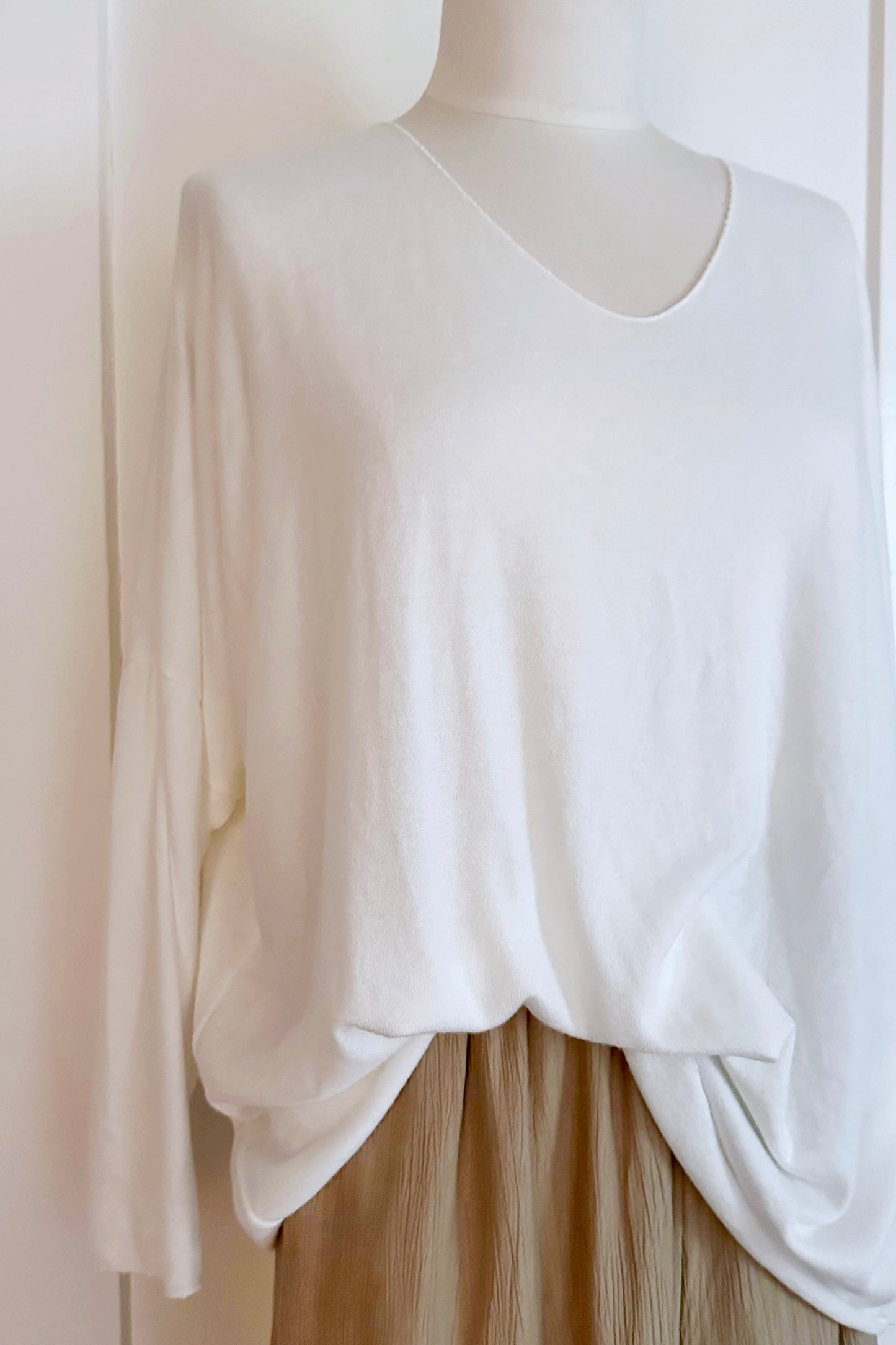Feiner V-Strickpullover mit Angora