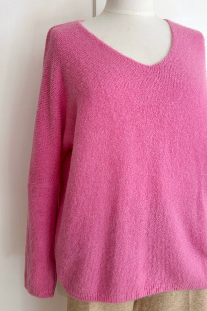 V-Neck Pullover mit Alpakawolle