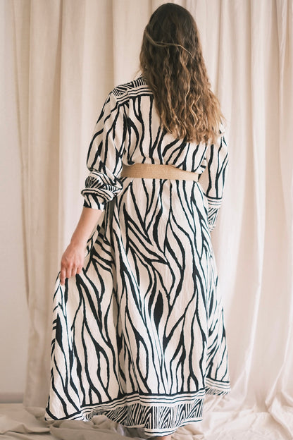 Maxi-Viskosekleid mit Zebraprint