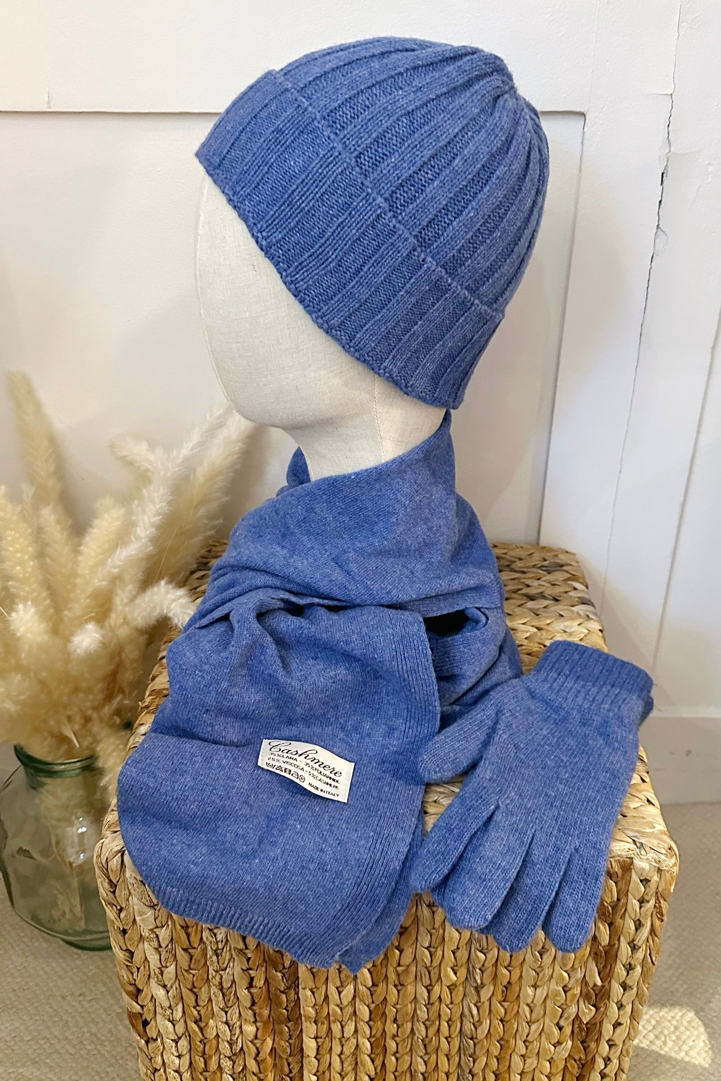 Cashmere Set Beanie, Scarf & Gloves