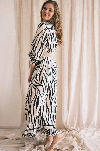 Maxi-Viskosekleid mit Zebraprint