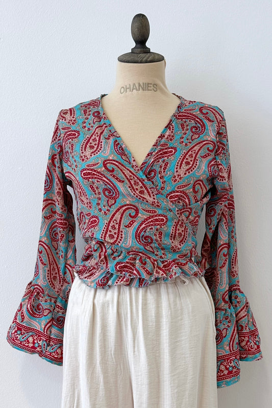 Wickelbluse mit Seidenprint