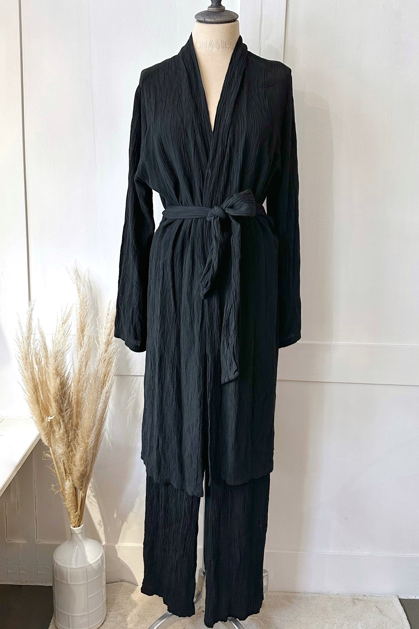 Set Blackviscose Kimono & Pants